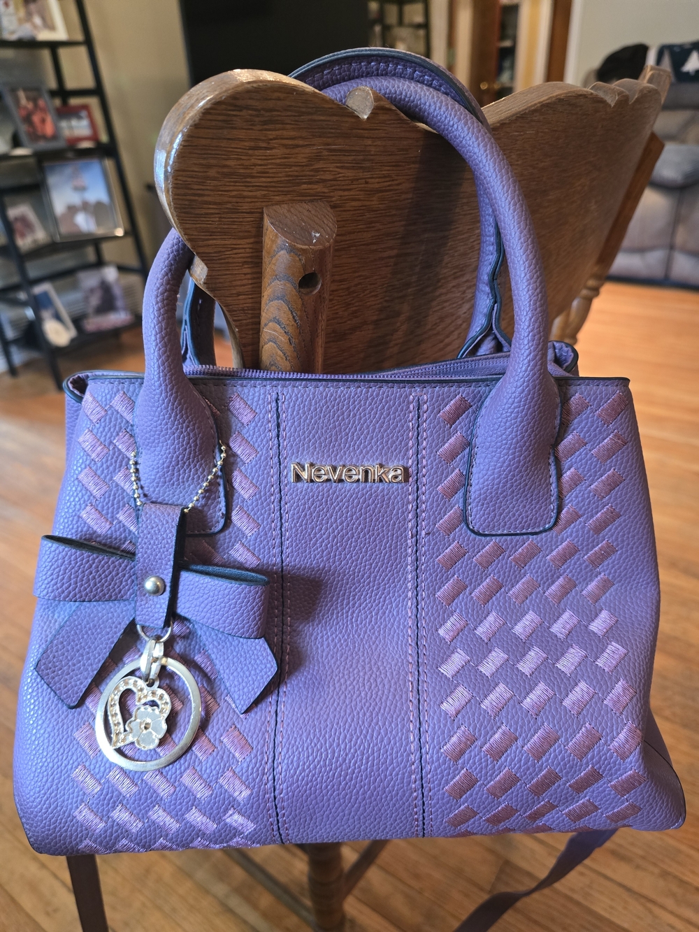 Purple Woven Accent Shoulder Bag